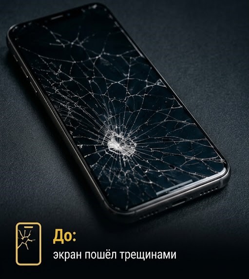 Треснувший экран телефона